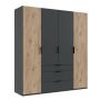 Kledingkast Almera Grafiet - 200x216x58 cm - Afbeelding 1