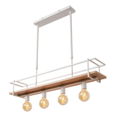 Lucide Hanglamp Milonga Wit - 4 x E27 - 100 cm breed - Afbeelding 4