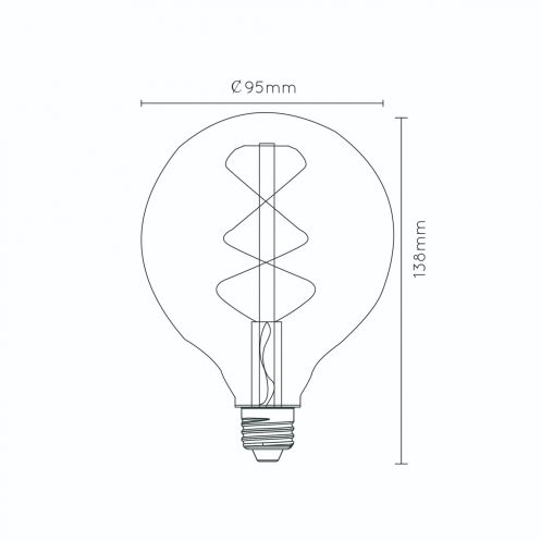 Lucide Lichtbron G95 Amber - E27 - Ø 9,5 cm - Afbeelding 3