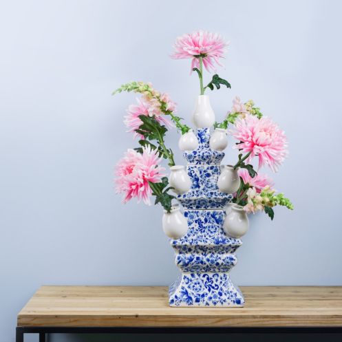 Heinen Delfts Blauw XL Tulpenvaas Stapelgekte Blauw - 3 delig - Afbeelding 2