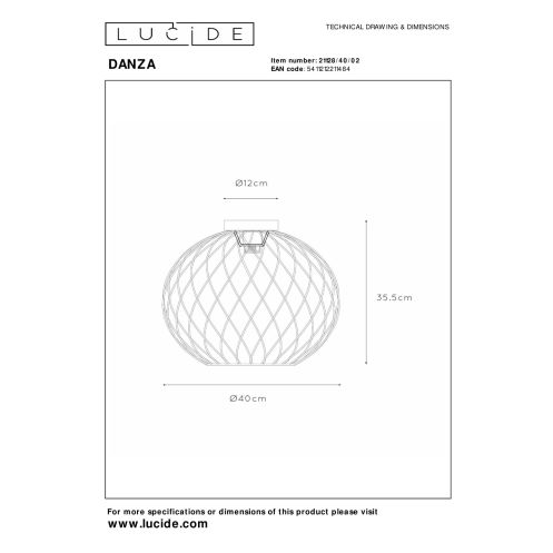 Lucide Plafonniere Danza Goud - E27 - Ø 40 cm - Afbeelding 4