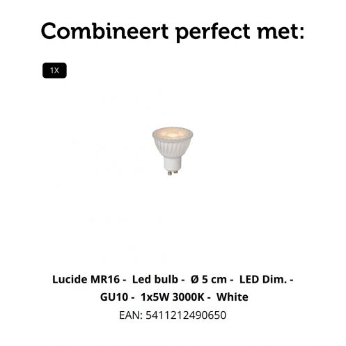 Lucide Wandlamp Clubs Wit - GU10 - 16 cm hoog - Afbeelding 5