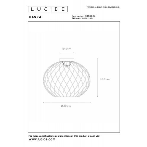 Lucide Plafonniere Danza Zwart - E27 - Ø 40 cm - Afbeelding 5