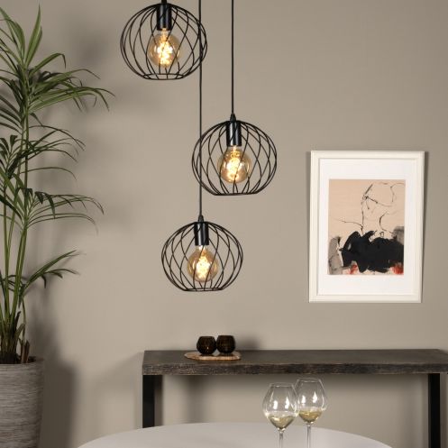 Lucide Hanglamp Danza Zwart - 3 x E27 - Ø 50 cm - Afbeelding 2