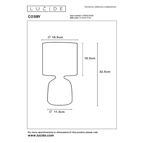 Lucide Tafellamp Cosby Grijs - E14 - 33 cm hoog - Afbeelding 4