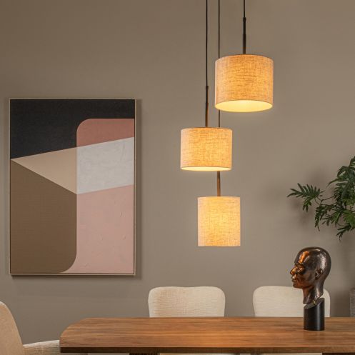 Lucide Hanglamp Maya Beige - 3 x E27 - Ø 46 cm - Afbeelding 2