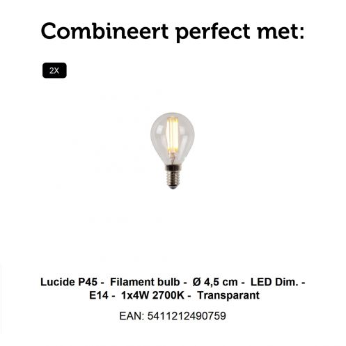 Lucide Wandlamp Ovalis Goud - 2 x E14 - 20 cm hoog - Afbeelding 7