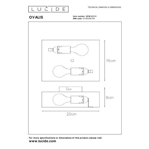 Lucide Wandlamp Ovalis Goud - 2 x E14 - 20 cm hoog - Afbeelding 6