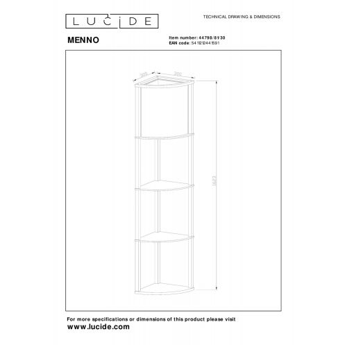 Lucide Vloerlamp Menno Zwart - E27 - 163 cm hoog - Afbeelding 6