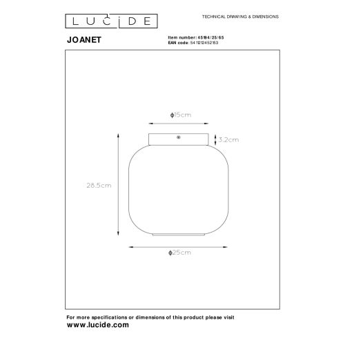 Lucide Plafonniere Joanet Zwart - E27 - Ø 25 cm - Afbeelding 4