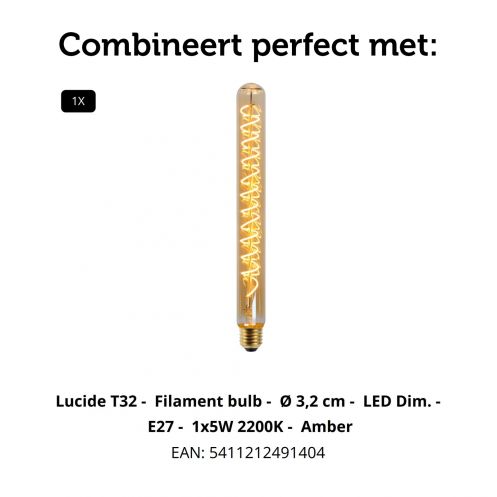 Lucide Vloerlamp Esterad Zwart - E27 - 100 cm hoog - Afbeelding 6