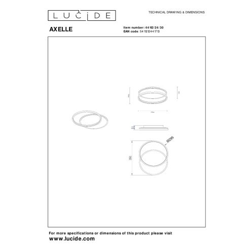 Lucide Plafonniere Axelle Zwart - LED - 39x30 cm - Afbeelding 4