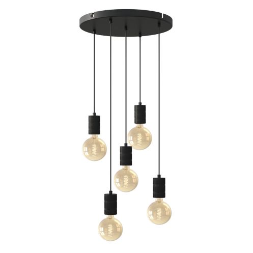 Calex Hanglamp Zwart - 5 x E27 - Ø 50 cm - Afbeelding 1