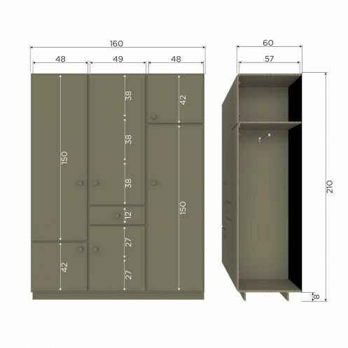 WOOOD Kledingkast Alfie Groen - 160x210x60 cm - Afbeelding 10