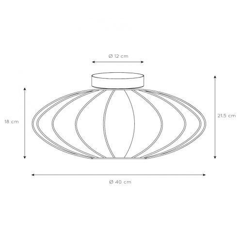 Lucide Plafonniere Corina Zwart - E27 - Ø 40 cm - Afbeelding 5