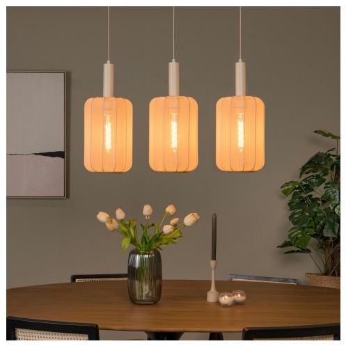 Lucide Hanglamp Corina Beige - 3 x E27 - 90 cm breed - Afbeelding 2