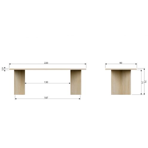 vtwonen Eettafel Angle Naturel - 220x90 cm - Afbeelding 6