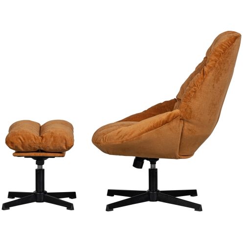 WOOOD Draaifauteuil Yaro Oranje - inclusief hocker - Afbeelding 4