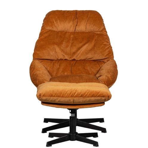 WOOOD Draaifauteuil Yaro Oranje - inclusief hocker - Afbeelding 3