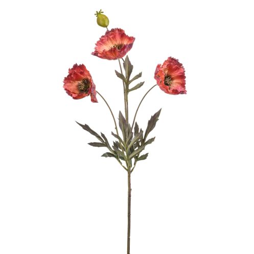 Kunstbloem Poppy Spray Bordeaux - 68 cm - Afbeelding 1