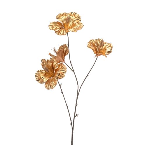 Kunstbloem Hibiscus Spray Goud - 82 cm - Afbeelding 1