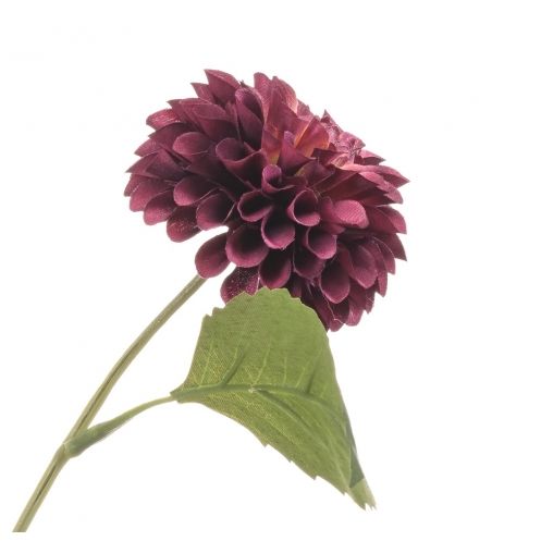 Kunstbloem Dahlia Pompon Spray Bordeaux - 68 cm - Afbeelding 2