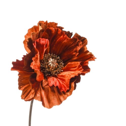 Kunstbloem Poppy Velvet Spray Oranje - 78 cm - Afbeelding 2