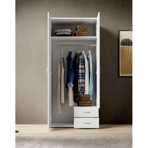 Kledingkast Baarlo Wit - 81x176x51 cm - Afbeelding 2