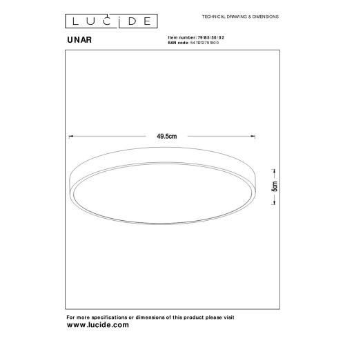 Lucide Plafonniere Unar Goud - Ø 50 cm - Afbeelding 4