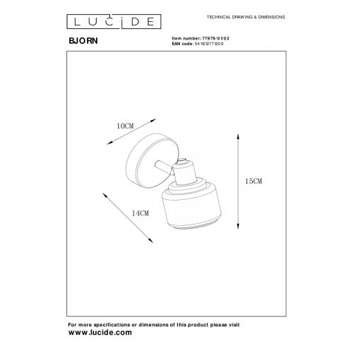 Lucide Plafondspot Bjorn Goud - E14 - Ø 10 cm - Afbeelding 5