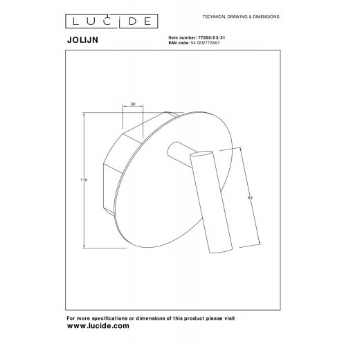 Lucide Oplaadbare Wandlamp Jolijn Wit - LED - Ø 10 cm - Afbeelding 5