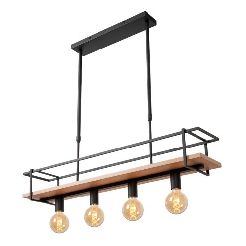 Lucide Hanglamp Milonga Zwart - 4 x E27 - 100 cm breed - Afbeelding 4