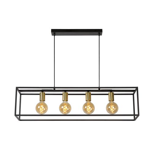 Lucide Hanglamp Ruben Zwart - 4 x E27 - 92 cm breed - Afbeelding 1