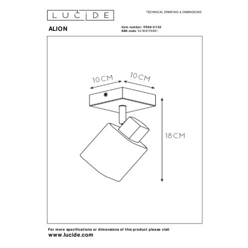 Lucide Plafondspot Alion Zwart - E14 - 10x10 cm - Afbeelding 4