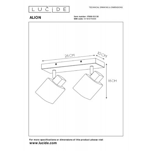 Lucide Plafondspot Alion Zwart - 2 x E14 - 26x10 cm - Afbeelding 5