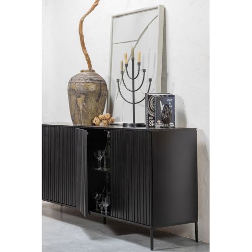 WOOOD Dressoir New Gravure Zwart - 200x85x46 cm - Afbeelding 6