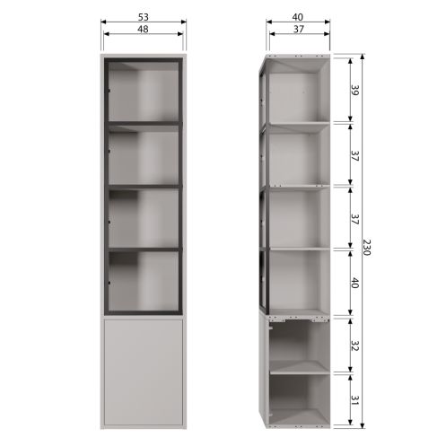 vtwonen Vitrinekast Basic Grijs - 53x230x40 cm - Afbeelding 10