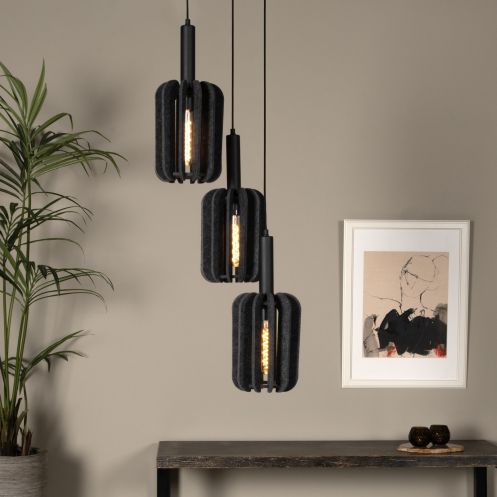 Lucide Hanglamp Rafal Grijs - 3 x E27 - Ø 50 cm - Afbeelding 2