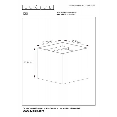 Lucide Wandlamp Xio Zwart - G9 - 10x10 cm - Afbeelding 6