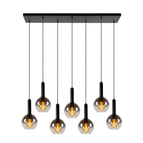 Lucide Hanglamp Marius Zwart - 7 x E27 - 130 cm breed - Afbeelding 1