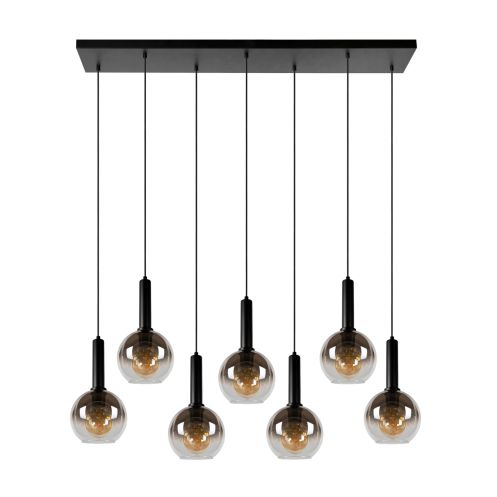 Lucide Hanglamp Marius Zwart - 7 x E27 - 130 cm breed - Afbeelding 3