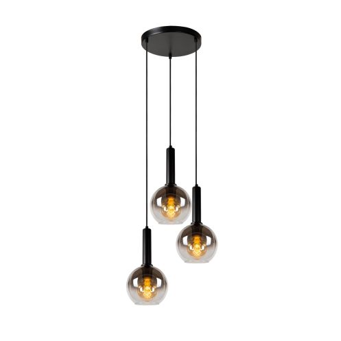 Lucide Hanglamp Marius Zwart - 3 x E27 - Ø 49 cm - Afbeelding 1