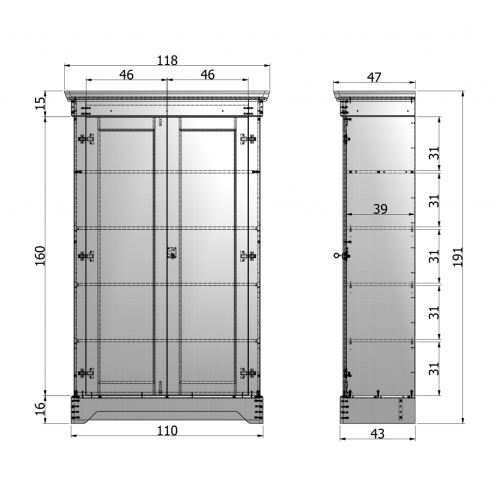 WOOOD Wandkast Isabel Wit - 118x191x47 cm - Afbeelding 9