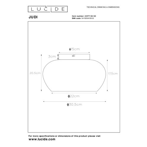 Lucide Plafonniere Judi Zwart - E27 - Ø 31 cm - Afbeelding 4