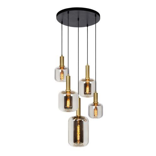 Lucide Hanglamp Joanet Zwart - 5 x E27 - Ø 66 cm - Afbeelding 1