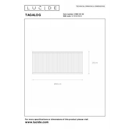 Lucide Plafonniere Tagalog Zwart - E27 - Ø 40 cm - Afbeelding 6