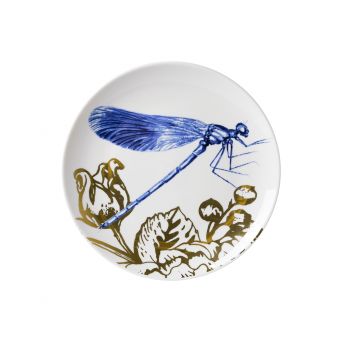 Heinen Delfts Blauw Wandbord Insecten Libelle - Ø 20 cm